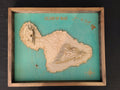 Laser Engraved 3D Wood Map of Maui, Hawaii